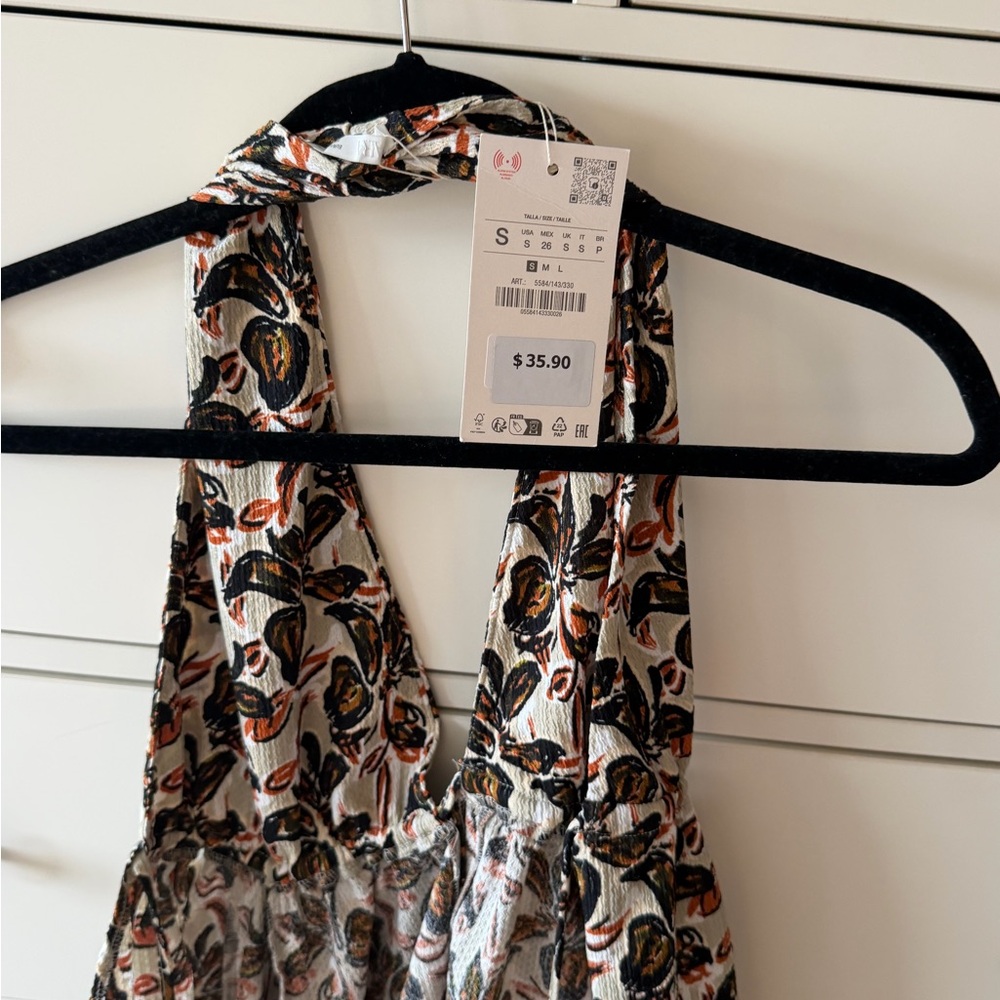 NWT Zara Multicolor Patterned Halter Top